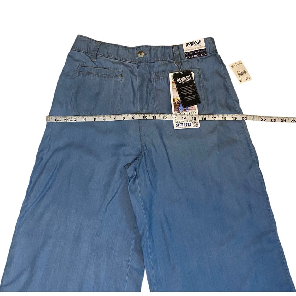 NWT Rewash Patch Pocket Wide Leg Effortless Denim Super High Rise Size Medium - Picture 8 of 12